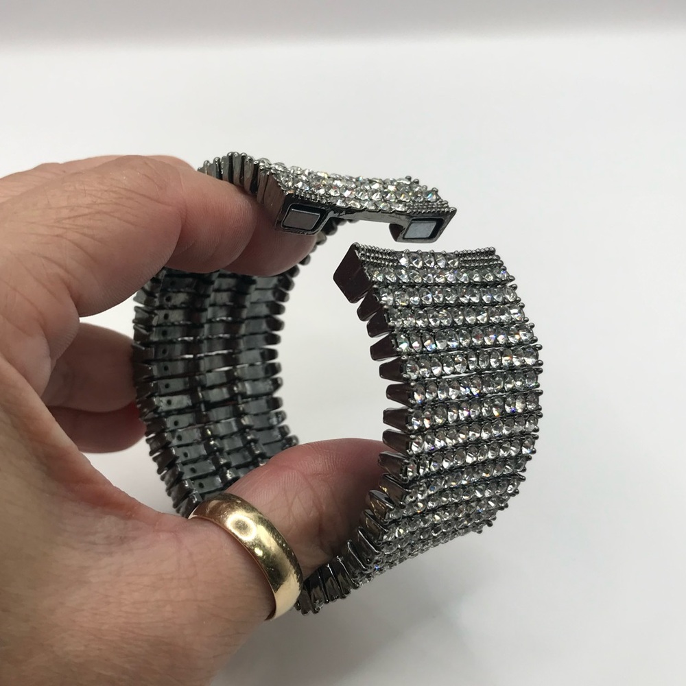 Black with Pave Rhinestones Memory Bracelet - Picture 5 of 8